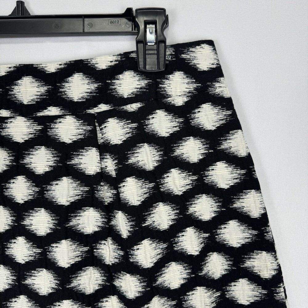 Banana Republic Mini Skirt Black White Polka Dot Size 10 A-Line Pleated Back Zip - Picture 4 of 15